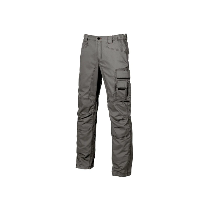 Upower Smile Pantalones de Trabajo en Algodon Elastico - Talla 50 - Multiples Bolsillos, Cierre Cremallera y Boton Resistente, Refuerzos en Rodillas,  1