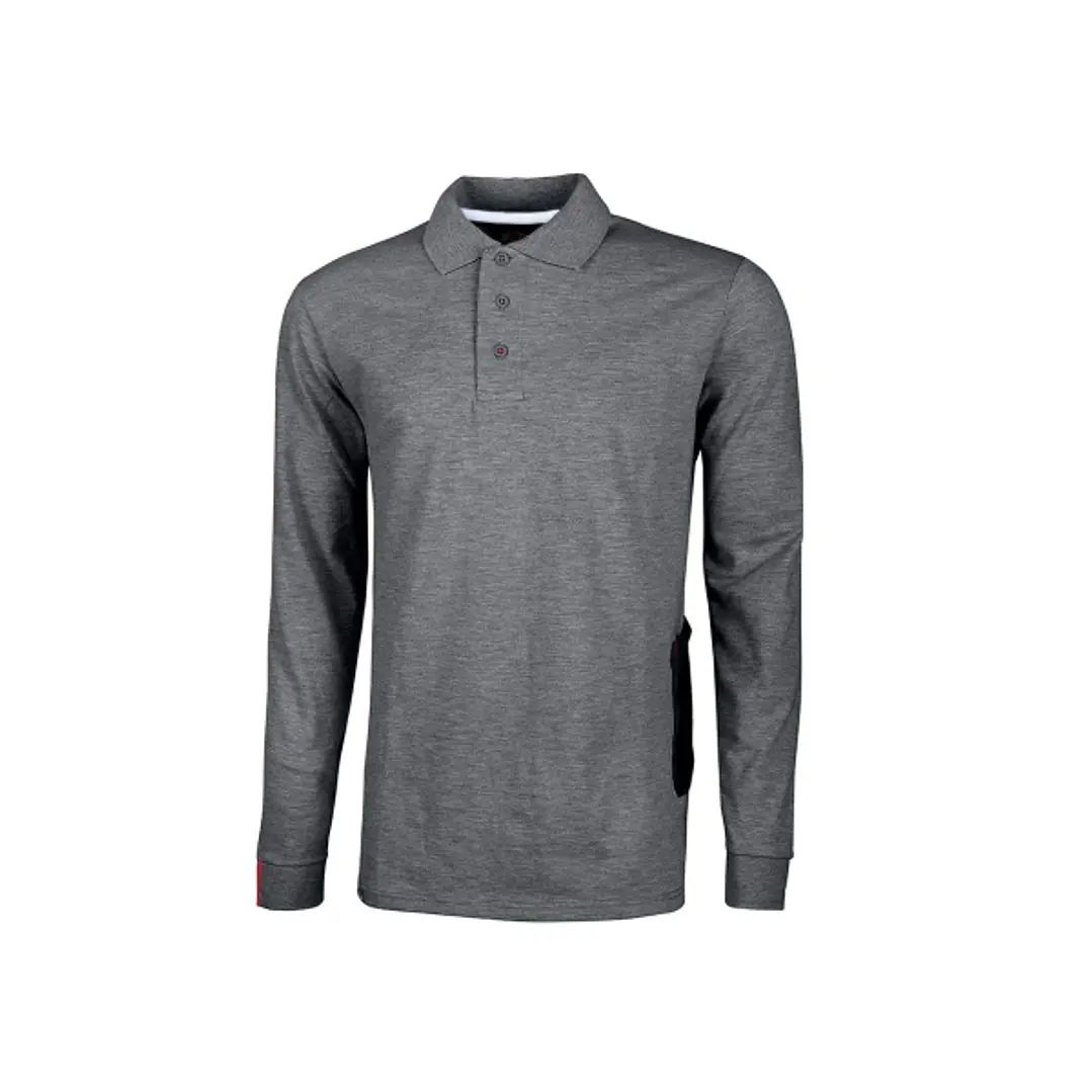 Upower Live Polo de Manga Larga - Talla 2XL - Algodon Pique, Corte Ajustado, Cuello Acanalado, Bolsillo con Tachuela, Cinta Reflex, Proteccion DPI1 -  1