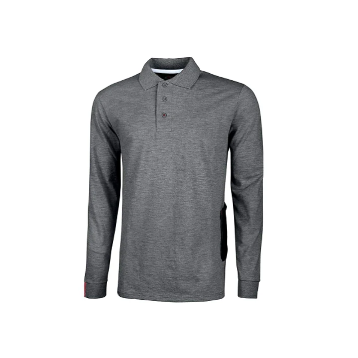 Upower Live Polo de Manga Larga - Talla 2XL - Algodon Pique, Corte Ajustado, Cuello Acanalado, Bolsillo con Tachuela, Cinta Reflex, Proteccion DPI1 -  1