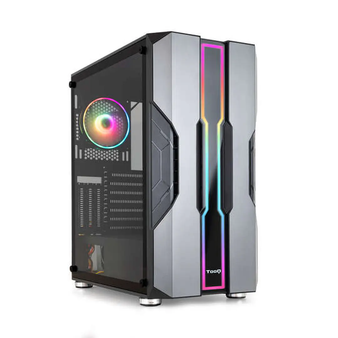 Tooq Nightcity Caja Semitorre Gaming EATX/ATX/Micro-ATX/Mini-ITX - Panel Lateral Cristal Templado - Tamaño Disco Soportado 3.5