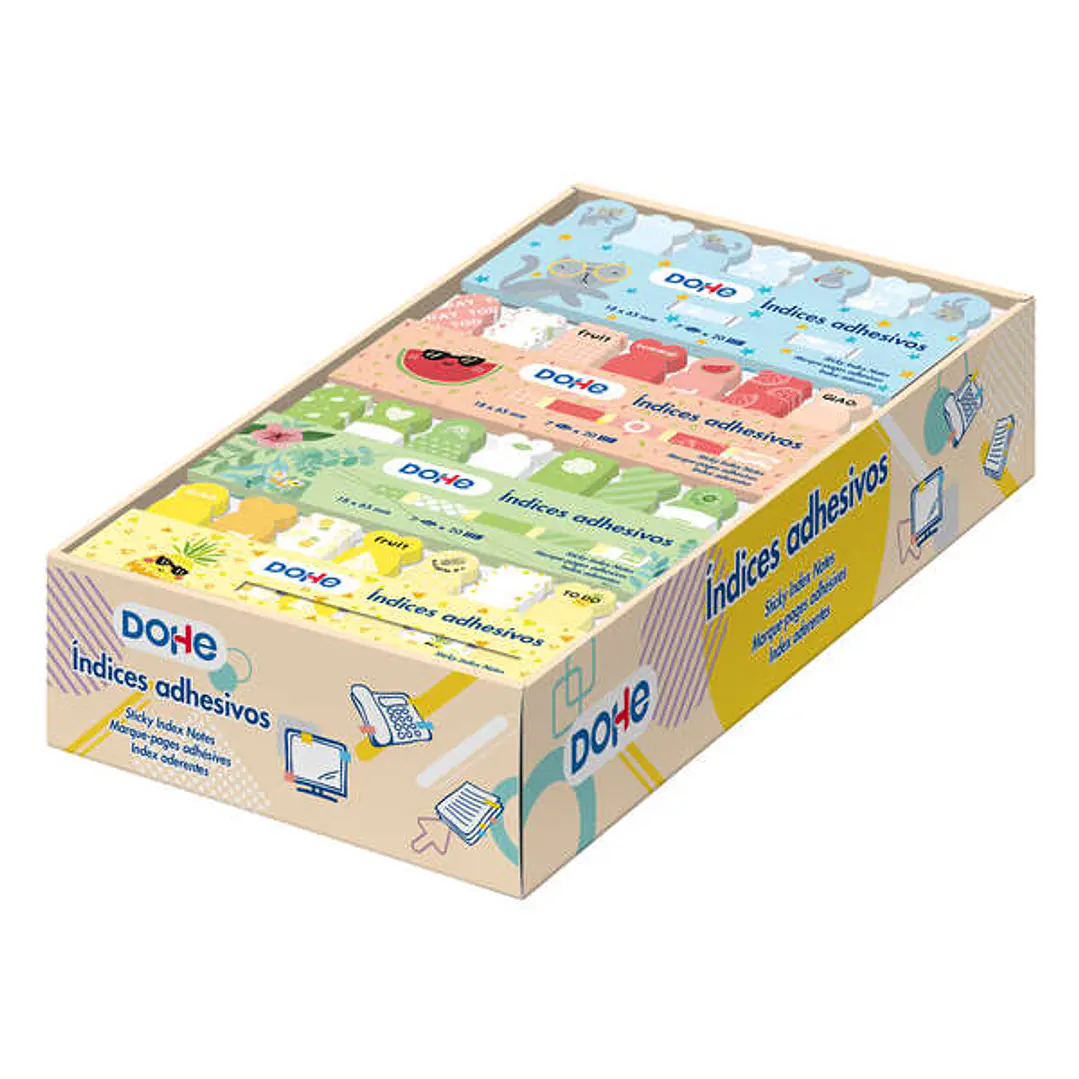 Dohe Caja Expositora de 36 Sets Indices Adhesivos Impresos - 18x65mm - Formas y Motivos Surtidos 1