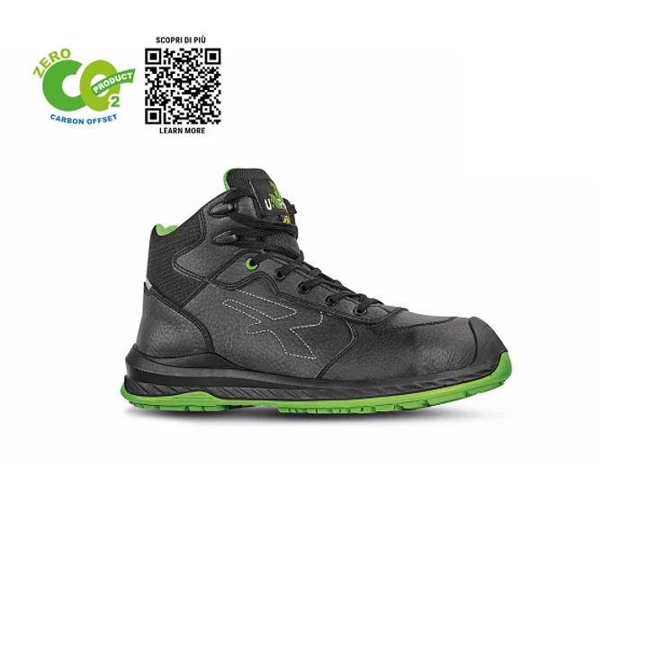 Upower Niagara UK S ESD Calzado de Seguridad de Invierno - Talla 42 - Microfibra Suave, Proteccion S3S CI FO SR, Ligero y Comodo - Color Negro/Verde 1