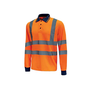 Upower Shine Polo de Manga Larga con Detalles Reflectantes - Talla 4XL - Cuello Cerrado Tres Botones, Ventilaciones Laterales, Banda para el Sudor, Pr