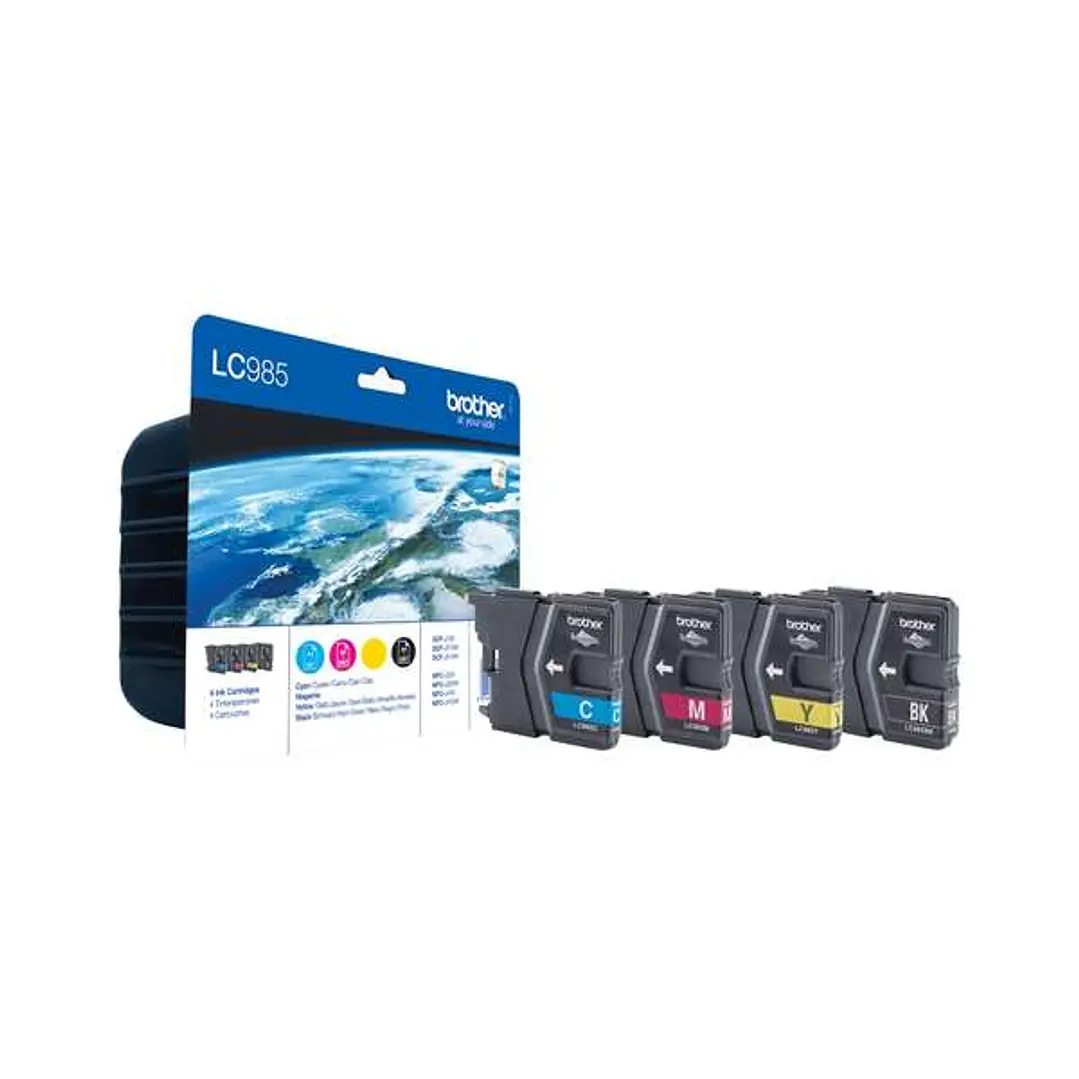 Brother LC985 Pack de 4 Cartuchos de Tinta Originales - LC985VALBP 1