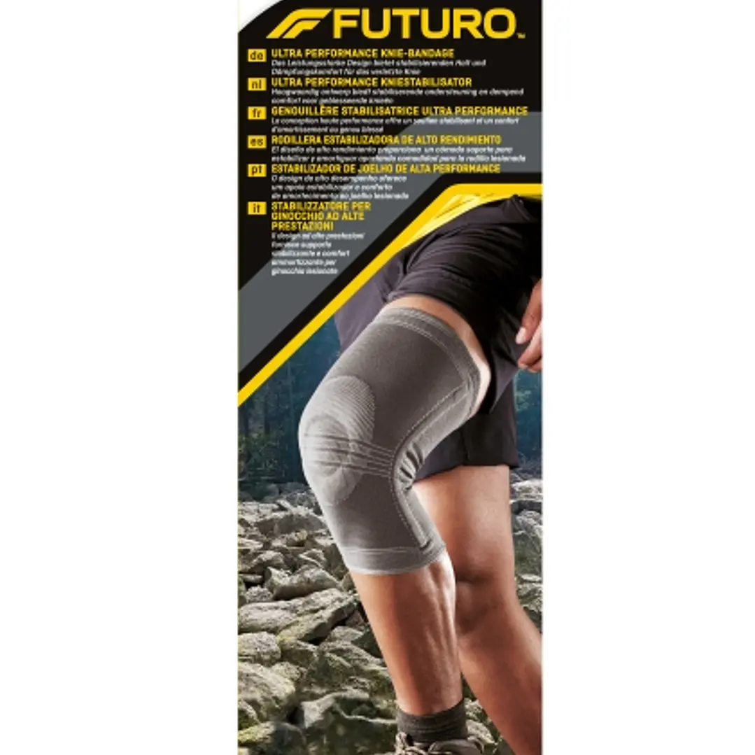 Futuro Rodillera - Talla XL - Estabilizadora - Uso de Alto Rendimiento - Transpirable - Elastico - Color Gris 1
