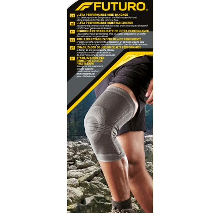Futuro Rodillera - Talla S - Estabilizadora - Uso de Alto Rendimiento - Transpirable - Elastico - Color Gris 1