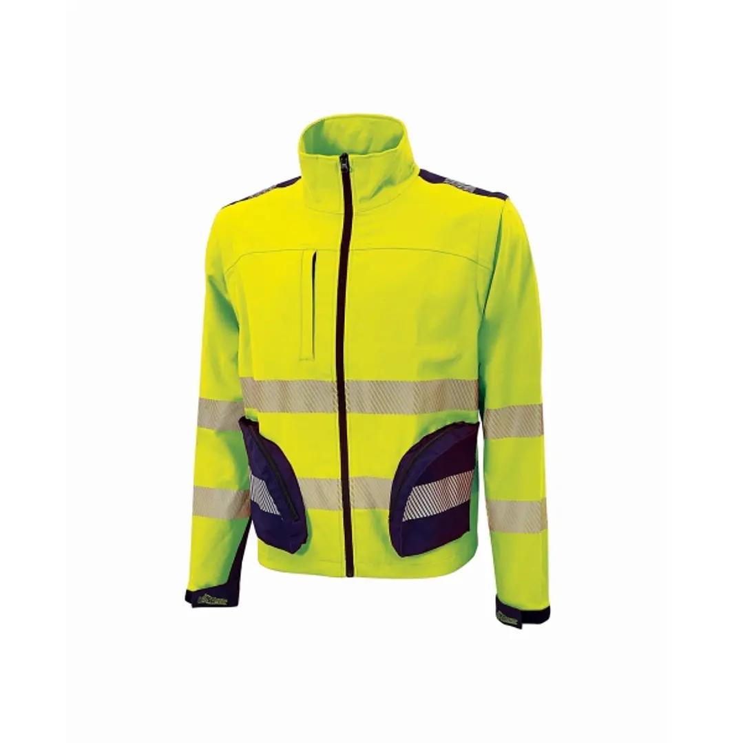 Upower Bea Cazadora de Trabajo Alta Visibilidad - Talla 4XL - Mangas Separables, Chaleco Convertible, Multiples Bolsillos Funcionales, Bandas Reflecta 1