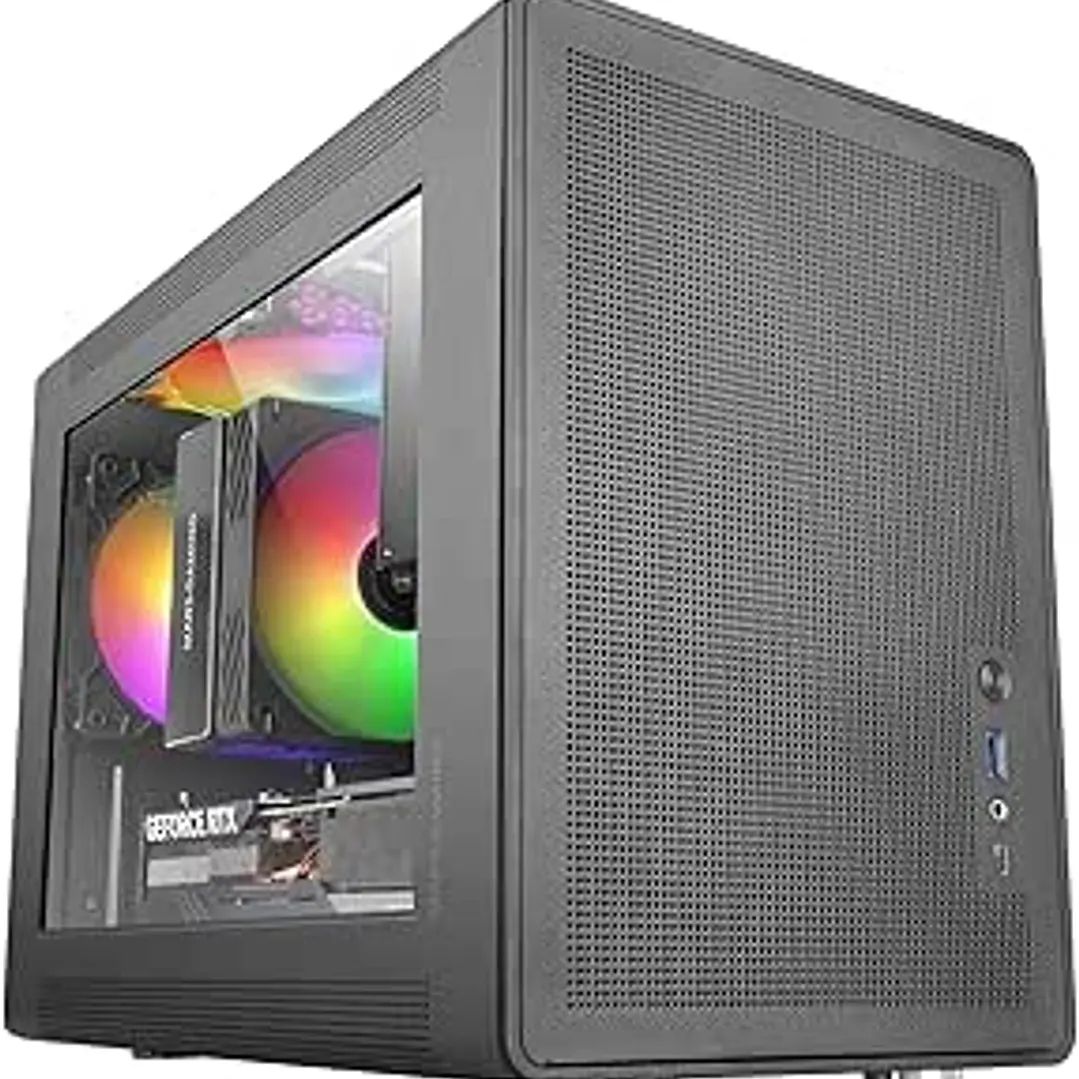 Mars Gaming MC-XPS Minitorre Ultracompacta - Ventilador de 120mm FRGB Trasero - Soporte MicroATX/Mini-ITX - Rejilla de Refrigeracion - Ventana Lateral 1