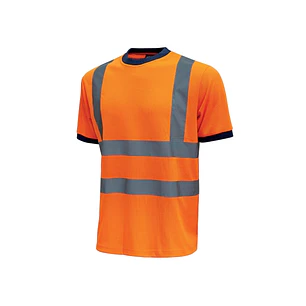 Upower Glitter Camiseta con Rayas Reflectantes - Talla L - Cuello y Mangas Elasticas, Banda para el Sudor, Alta Transpirabilidad, Proteccion DPI2, Max