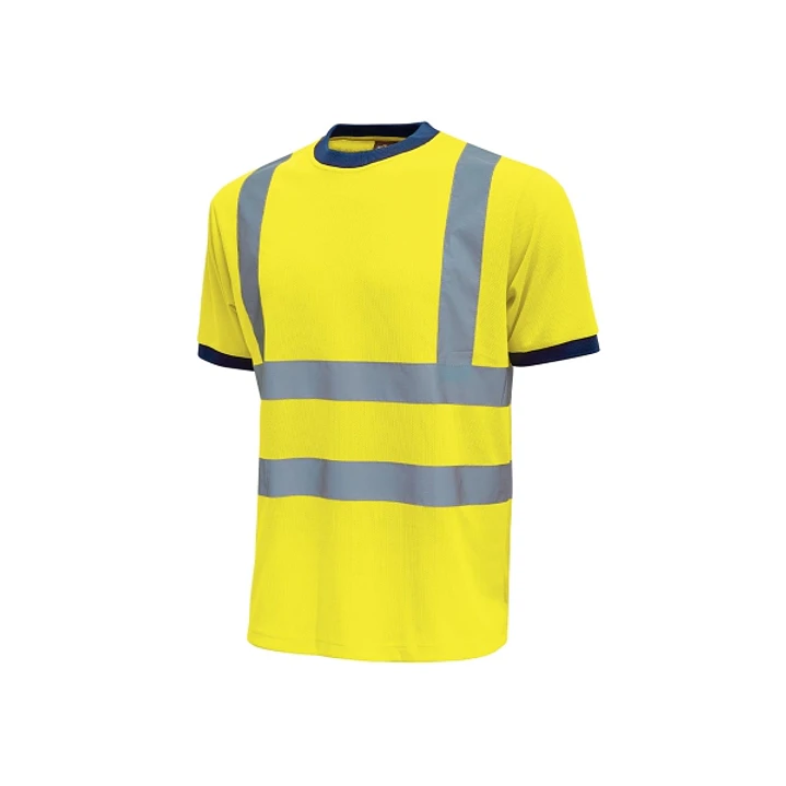 Upower Glitter Camiseta con Rayas Reflectantes - Talla L - Cuello y Mangas Elasticas, Banda para el Sudor, Alta Transpirabilidad, Proteccion DPI2, Max 1