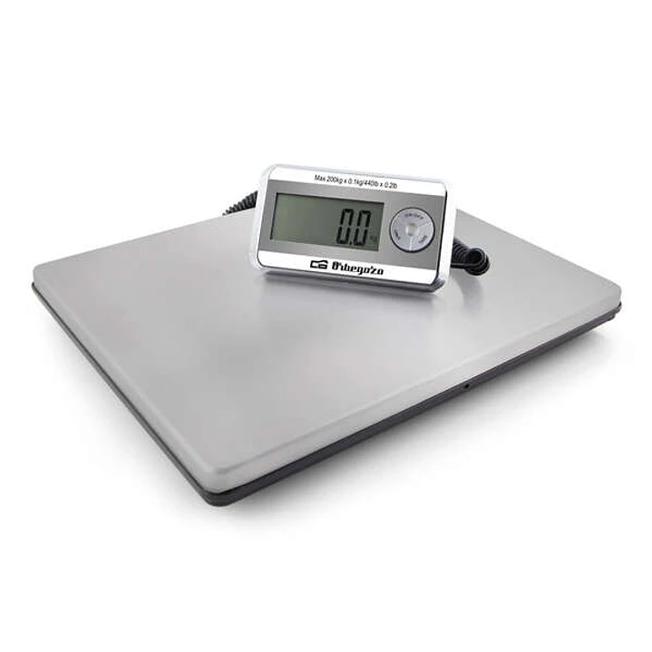 Orbegozo PC 5500 Bascula de Acero Inoxidable - Cordon Extensible - Pantalla Retroiluminada - Capacidad Maxima 200kg - Apagado Automatico - Sensores de 1