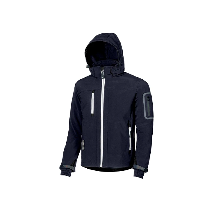Upower Metropolis Soft Shell de Trabajo - Talla 3XL - Tejido Elastico Cortavientos, Resistente al Agua, Bolsillos Termicos, Capucha Desmontable, Prote 1