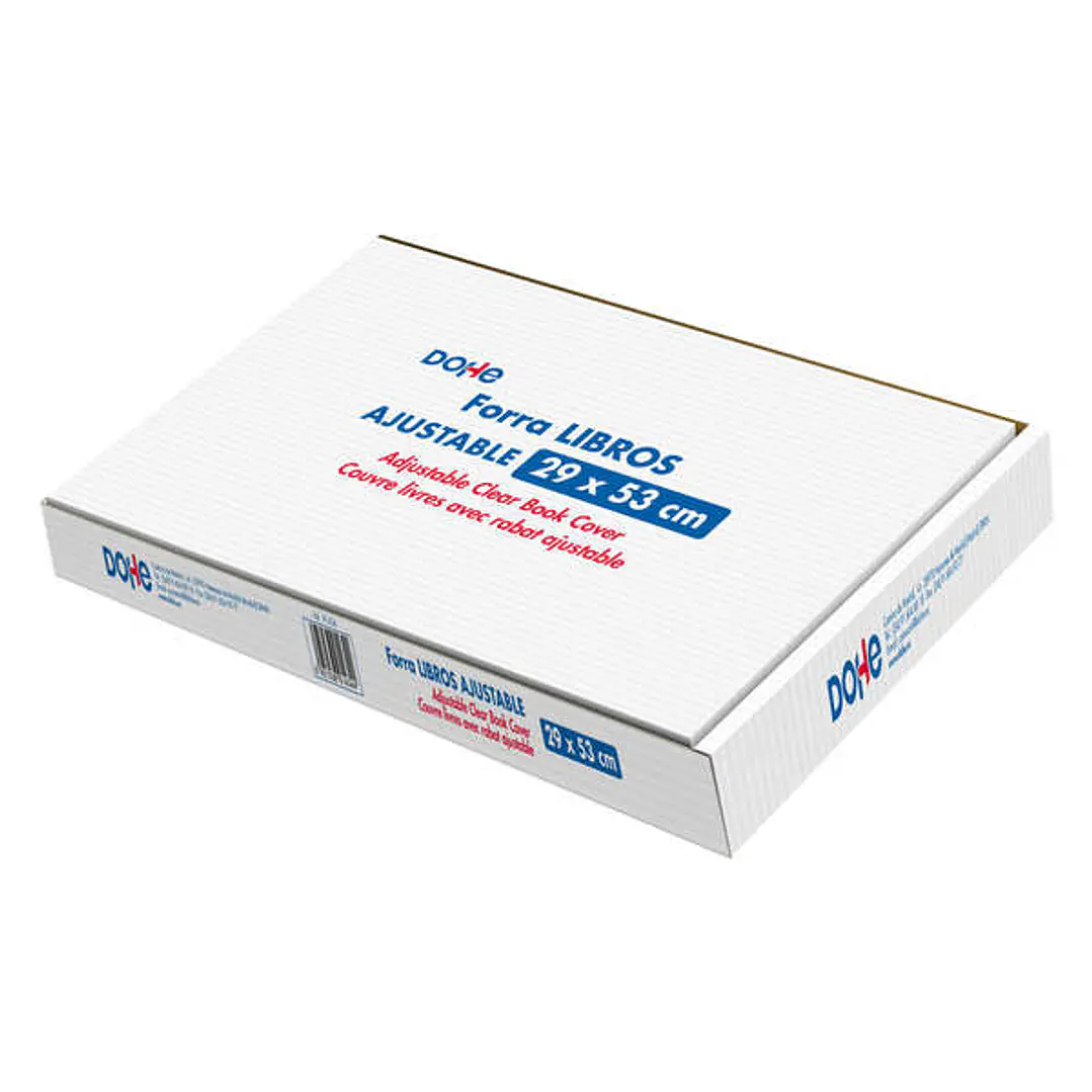Dohe Caja de 100 Cubiertas Protectoras de Libros - Solapa Adhesiva Reposicionable - Tamaño 29x53cm - Material PVC 120 micras 1