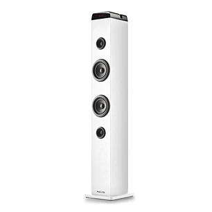 NGS Sky Charm Pro Torre de Sonido Bluetooth 80W - USB, Radio FM, Aux In y Entrada Optica - Funcion Broadcasting - Madera de Alta Calidad - Color Negro