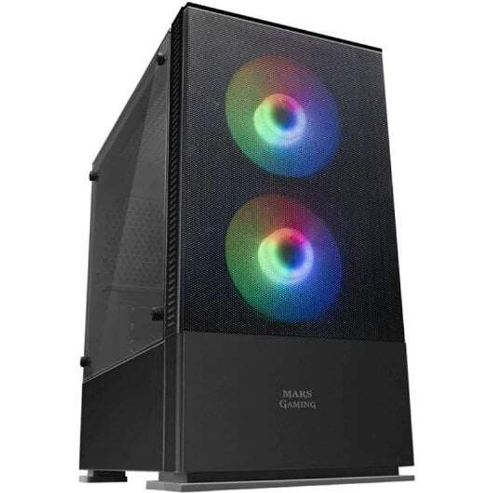 Mars Gaming MCZ Caja Minitorre Micro ATX, Mini-ITX - Panel Lateral Acrilico - Iluminacion RGB - Tamaño HDD 2.5