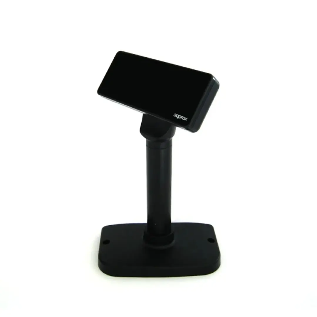 Approx Visor de Cliente VFD para TPV - Alfanumerico Fluorescente - 20 Caracteres y 2 Lineas - 3 Alturas y Rotacion 355º - Color Negro 1