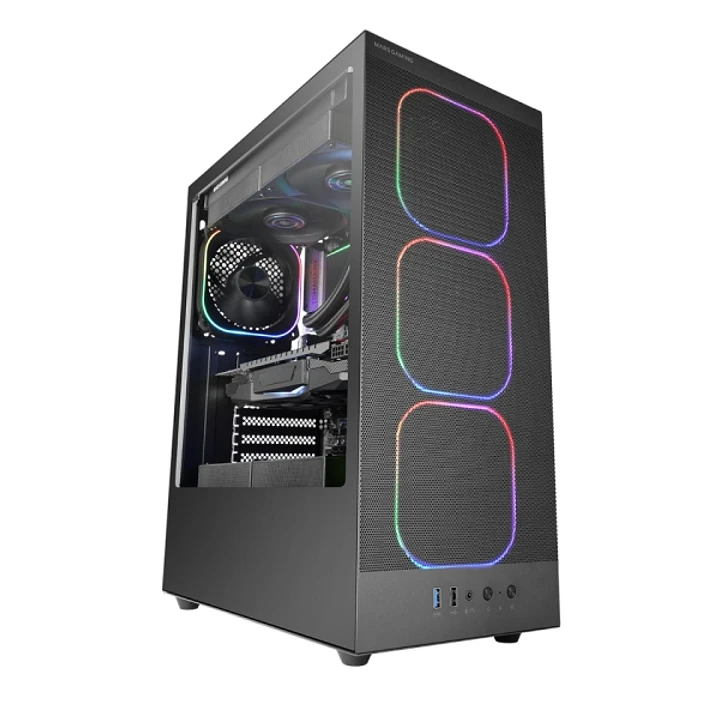 Mars Gaming MC-NEBULA Caja Torre ATX - Cristal Templado Lateral - 4 Ventiladores ARGB de 120mm - Malla Metalica Frontal - 443x350x196mm - Color Negro 1