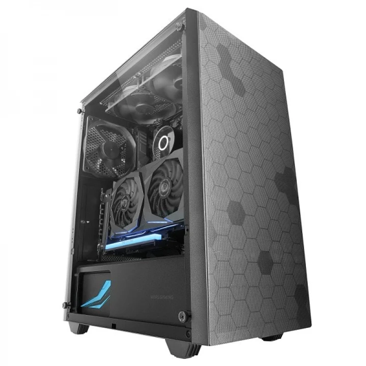 Mars Gaming MC-Q3 Semitorre Profesional - Cristal Templado - Doble Rejilla Magnetica - Ventilador FDB 120mm - Soporte Refrigeracion Liquida 360mm - US 1