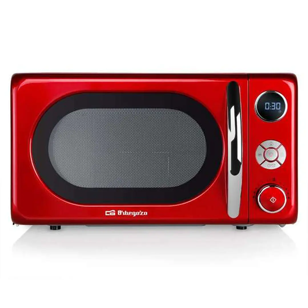 Orbegozo MIG 2042 Microondas Vintage Multifuncion - Potencia 700W/900W - 10 Niveles de Potencia - Grill de Cuarzo - Temporizador Digital - Diseño Retr 1