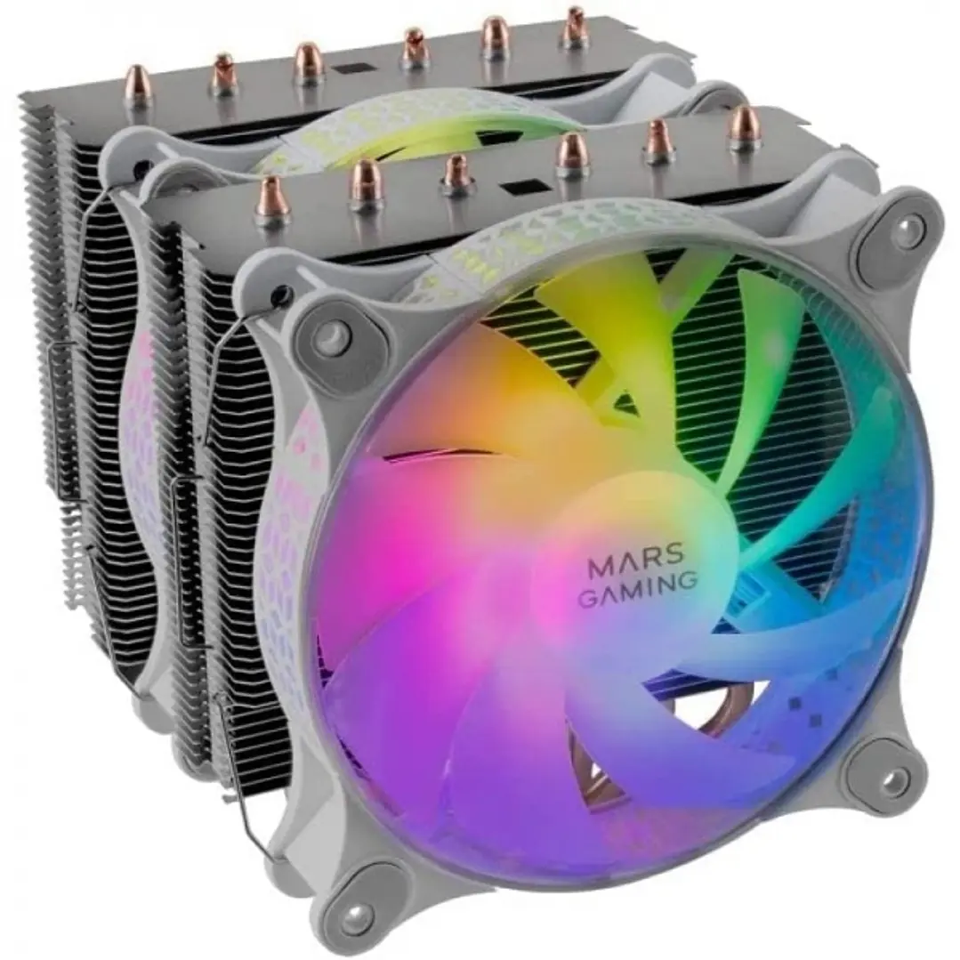 Mars Gaming MCPU-XT Disipador - Soporta CPUs hasta 300W - Doble Torre - 6 Heatpipes - ARGB Compatible - Multisocket Universal - Montaje Sencillo - Col 1