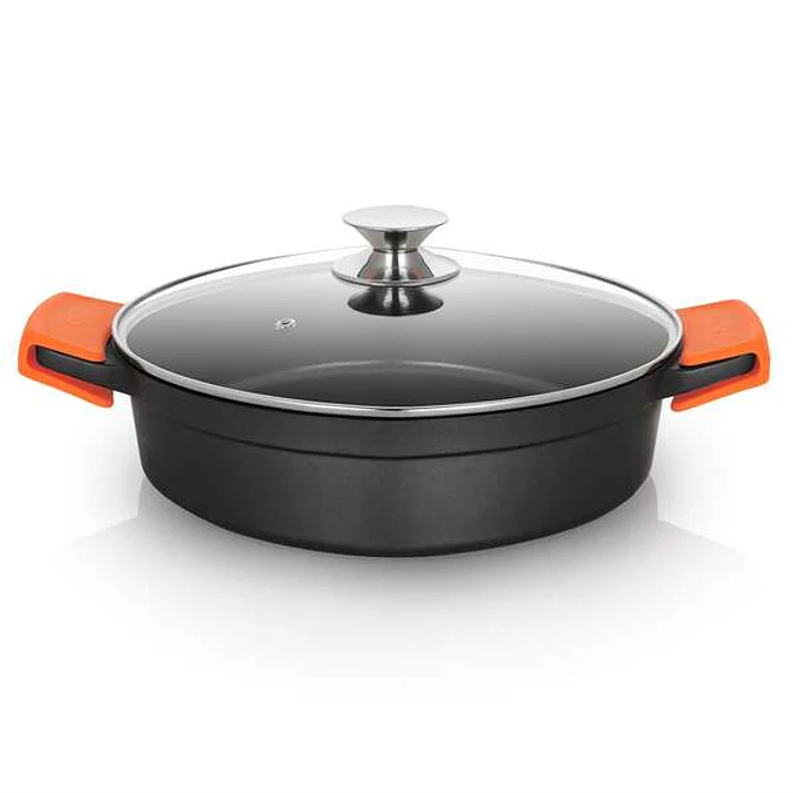 Orbegozo CDB 1028 Cacerola Baja de Aluminio Fundido - Versatilidad y Seguridad en la Cocina - Antiadherente Libre de Pfoa - Apta para Todo Tipo de Fue 1