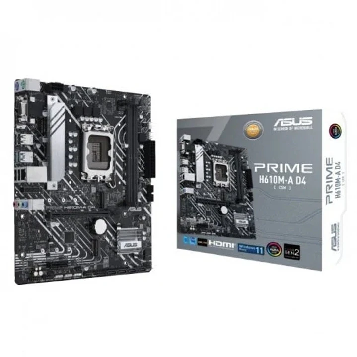 Asus Prime H610M-A D4 CSM Placa Base Intel1700 2x DDR4 - HDMI, M.2, PCIe3.0, 4x Sata III, USB 3.2, MicroATX 1