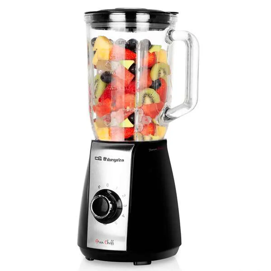 Orbegozo BV 6575 Batidora de Vaso Acero Inoxidable - Potente Motor 600W - Jarra de Cristal 15L - Cuchillas de Titanio - 5 Velocidades + Pulse - Seguri 1