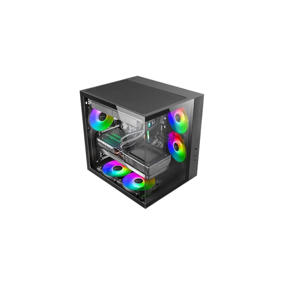 Mars Gaming MCV-ONE Caja Torre ATX - Ventilador de 120mm FRGB Trasero - Cristal Templado Curvo Continuo - Doble Camara - 7 Ranuras de Expansion - 342x 1