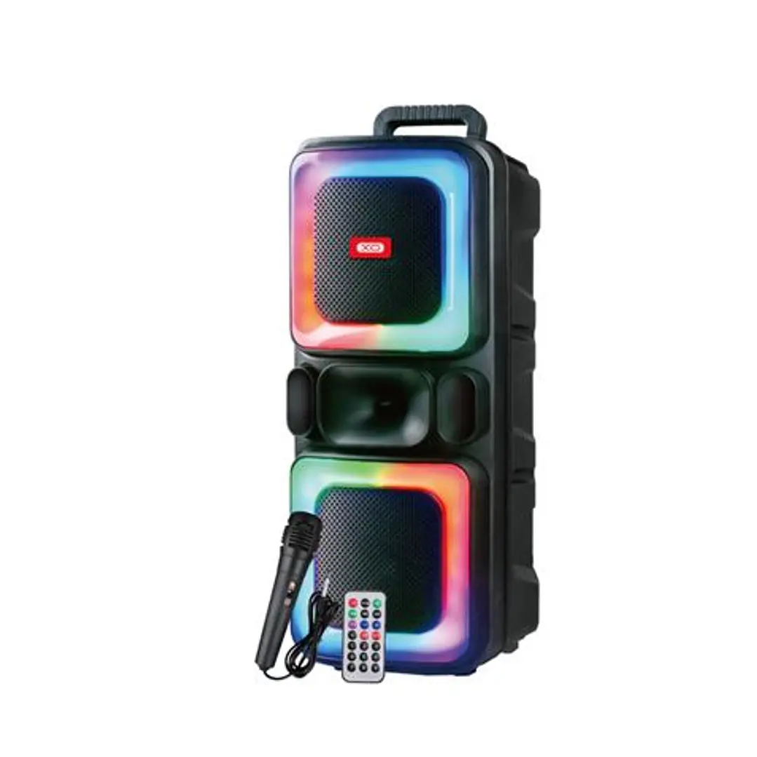 XO F55 Altavoz Karaoke - Bluetooth 5.0 - 20W - Funcion TWS - Iluminacion RGB - Microfono con Cable Incluido - Bluetooth, FM, USB y MicroSD - Color Neg 1