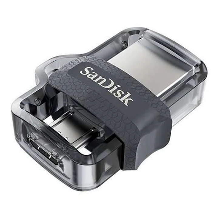 Sandisk Ultra Dual Drive m3.0 Memoria USB 3.0 y Micro USB 256GB - Hasta 150MB/s de Lectura - Color Transparente/Negro (Pendrive) 1