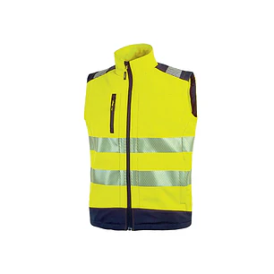 Upower Dany Chaleco Soft Shell Transpirable - Talla S - Impermeable, Bolsillo Pecho con Cremallera, Cordon Antienredo, Bandas Reflex, Proteccion DPI2 