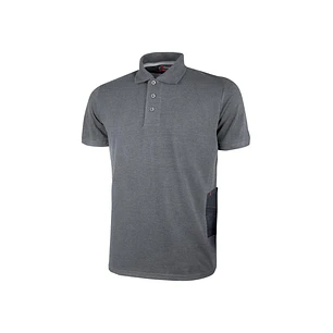 Upower Gap Polo de Manga Corta en Algodon Pique - Talla 4XL - Corte Ajustado, Cuello con Tres Botones, Banda Anti Sudor, Bolsillo con Tachuela Roja, C