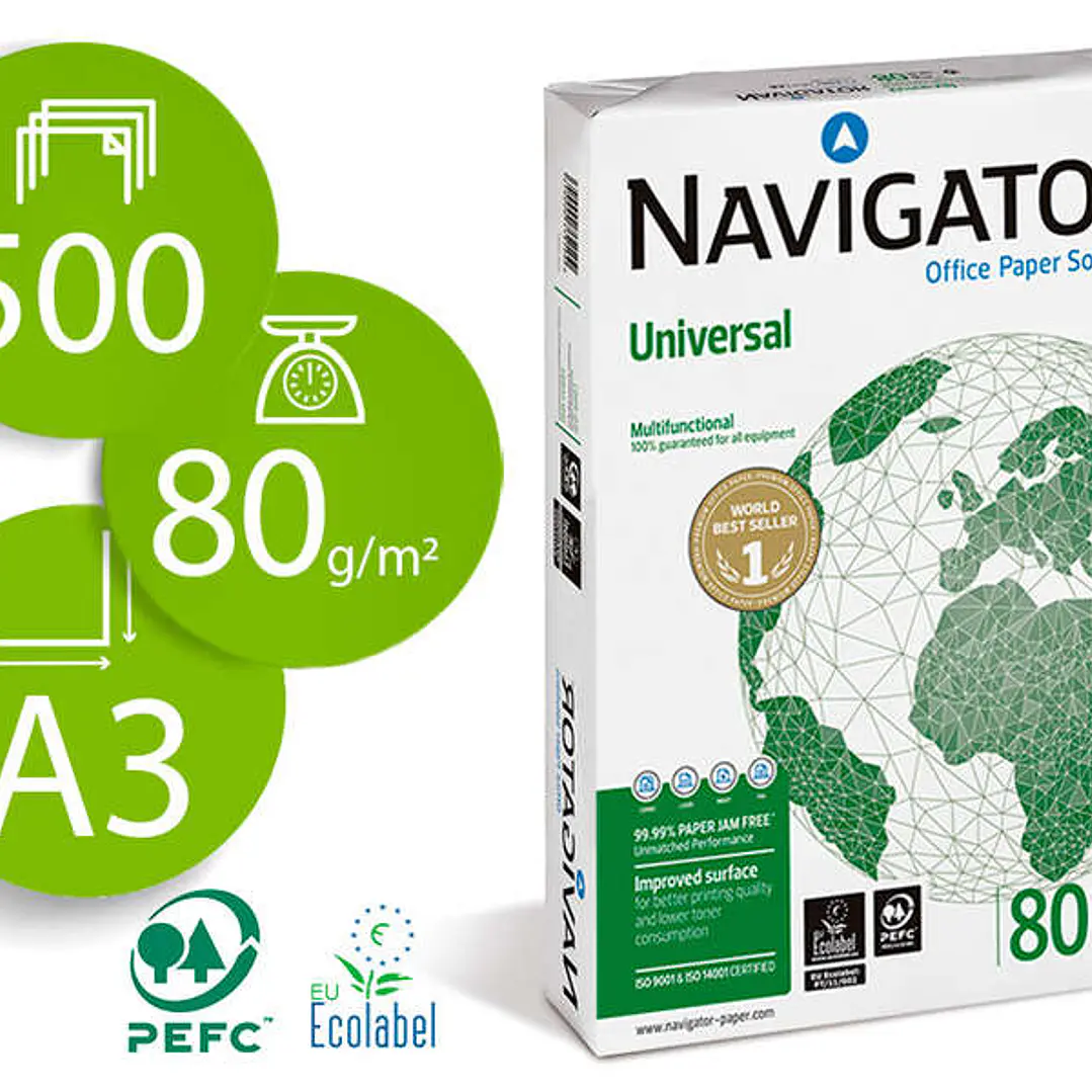 Navigator Papel A3 80gr 297x420mm (500 Hojas) Blanco 1