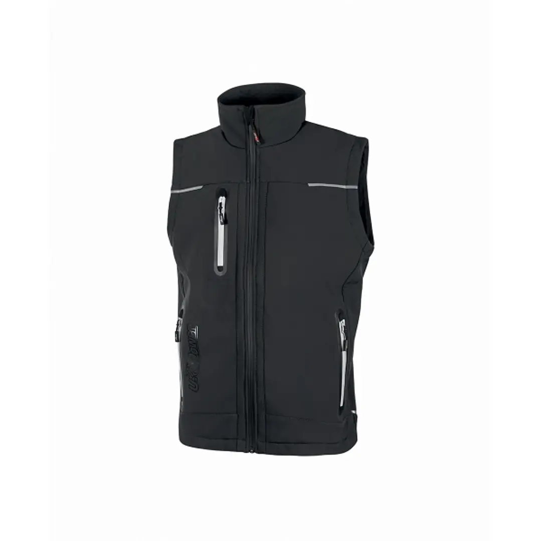 Upower Universe Chaleco Softshell Impermeable - Talla M - Transpirable y Resistente al Viento, Forro Micropolar, Bolsillo Free Sound, Detalles Reflect 1