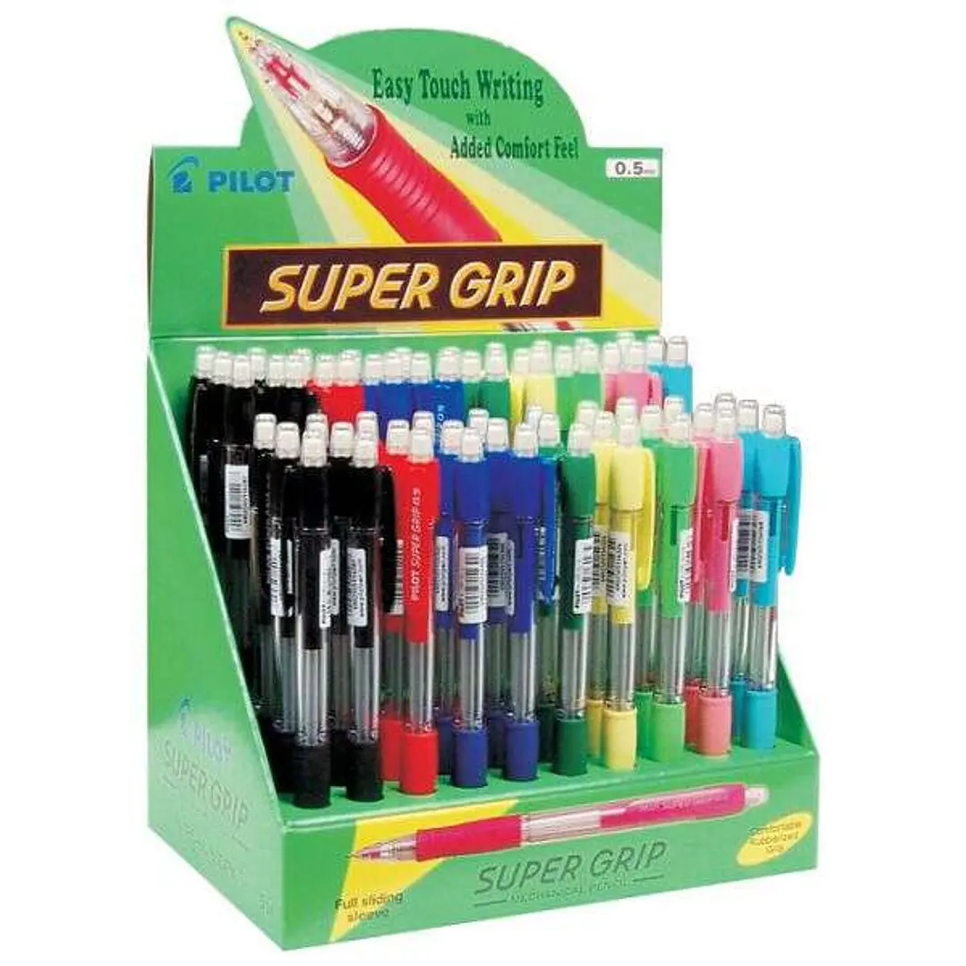 Pilot SuperGrip H185 Expositor de 60 Portaminas - Trazo 0.5mm - Mina HB - Colores Surtidos 1