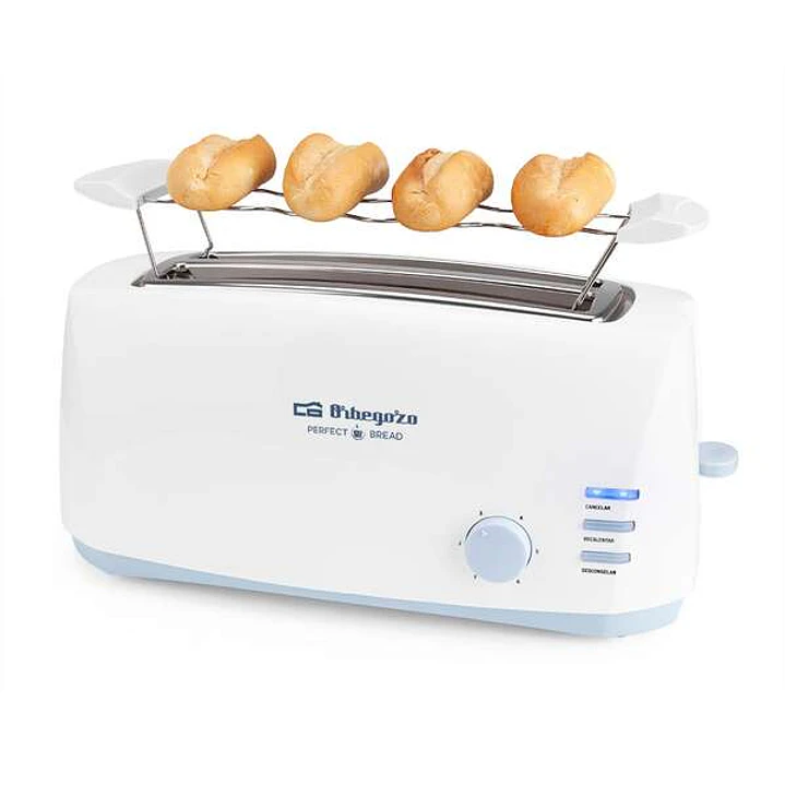 Orbegozo TO 4500 Tostadora Doble Ranura Larga - Desconexion Automatica - Potencia 1400W - 6 Niveles de Tostado - Funcion Descongelacion y Recalentamie 1