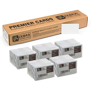 Zebra Pack de 500 Tarjetas de PVC Originales Imprimibles Blancas - Formato CR-80 86x54mm - 104523-111