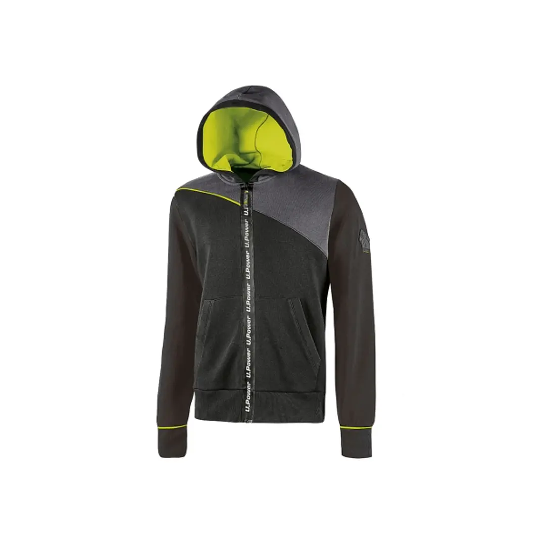 Upower Jupiter Sudadera de Trabajo - Talla L - Cremallera Impermeable, Capucha Ajustable, Bolsillos Practicos, Piping Fluo Elastico, Proteccion DPI1 - 1