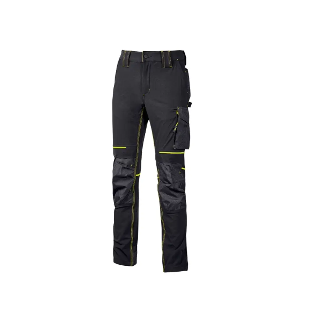 Upower Atom Pantalon de Tejido Stretch - Talla L - Resistente y Transpirable, Repelente al Agua, Bolsillos Multifuncionales, Protector de Rodilla Cert 1