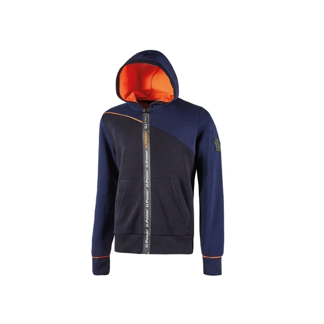 Upower Jupiter Sudadera de Trabajo - Talla S - Cremallera Impermeable, Capucha Ajustable, Bolsillos Practicos, Piping Fluo Elastico, Proteccion DPI1 - 1