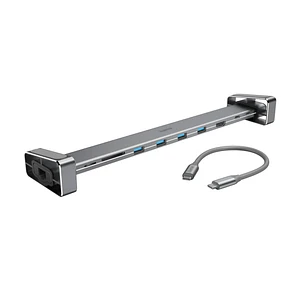 Hama Connect2Office Basic Hub USB 3.2 y Soporte - Potencia Maxima 100W - Power Delivery - Cable USB-C de 20cm - LAN Ethernet 1Gbps - Tarjeta SD - Micr
