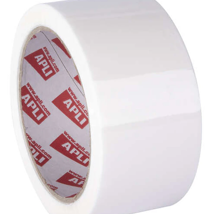 Apli Precinto Basic Pp Acrilico - 48mm x 66m - Resistente al Agua y a la Rotura - Facil de Cortar - Blanco 1