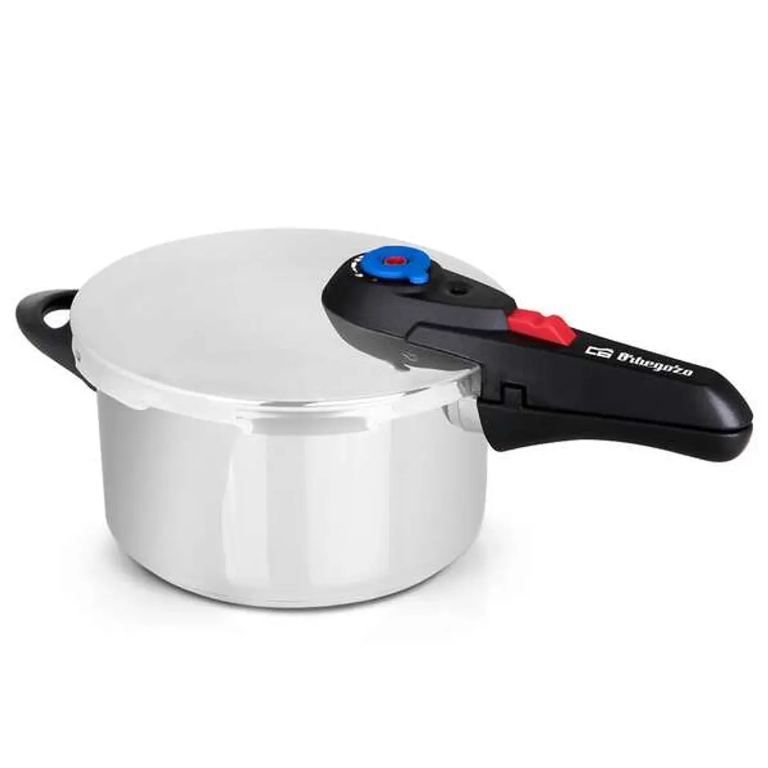 Orbegozo HP 4006 Olla a Presion de Acero Inoxidable 18/10 - Capacidad 4 Litros - Cinco Sistemas de Seguridad - Fondo Termo Difusor - Mango de Baquelit 1