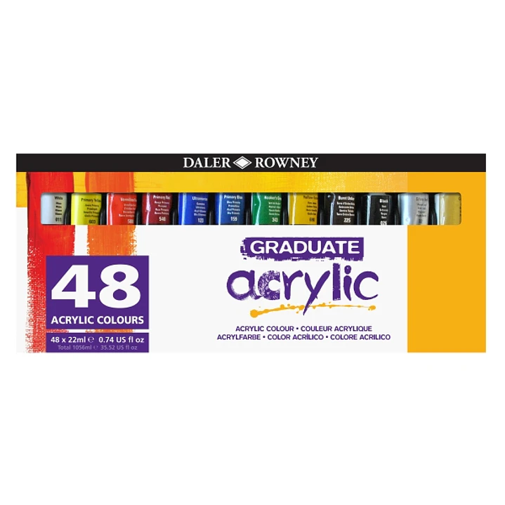 Daler Rowney Graduate Pack de 48 Pinturas Acrilicas - 22ml - Colores Surtidos 1