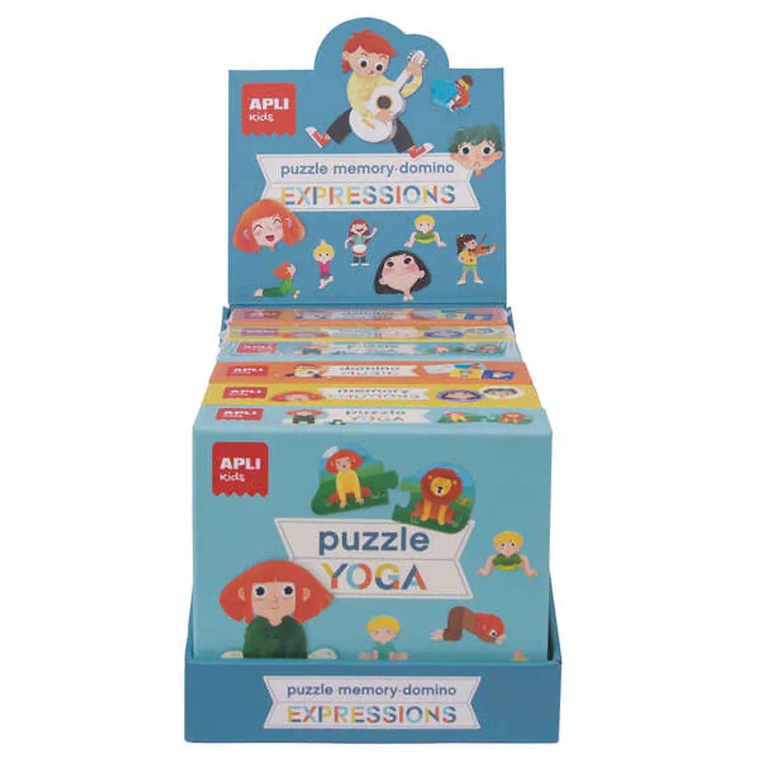 Apli Coleccion de Juegos Educativos - Incluye 2 Puzles Yoga de 24 Piezas, 2 Memory Emotions de 24 Piezas y 2 Domino Music de 28 Piezas - Enseña a Expr 1