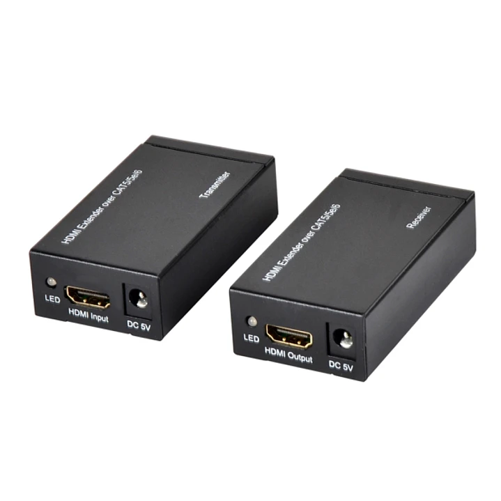 Ewent Pack Extensor HDMI por Cable UTP - hasta 60 Metros - Resolucion 1080P con Cable Cat6 - Color Negro 1