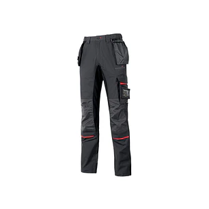 Upower Race Pantalon - Talla 58 - Refuerzos en Cordura, Detalles Reflectantes, Proteccion DPI1, Costuras Triples, Ajuste Ergonomico - Color Gris Meteo