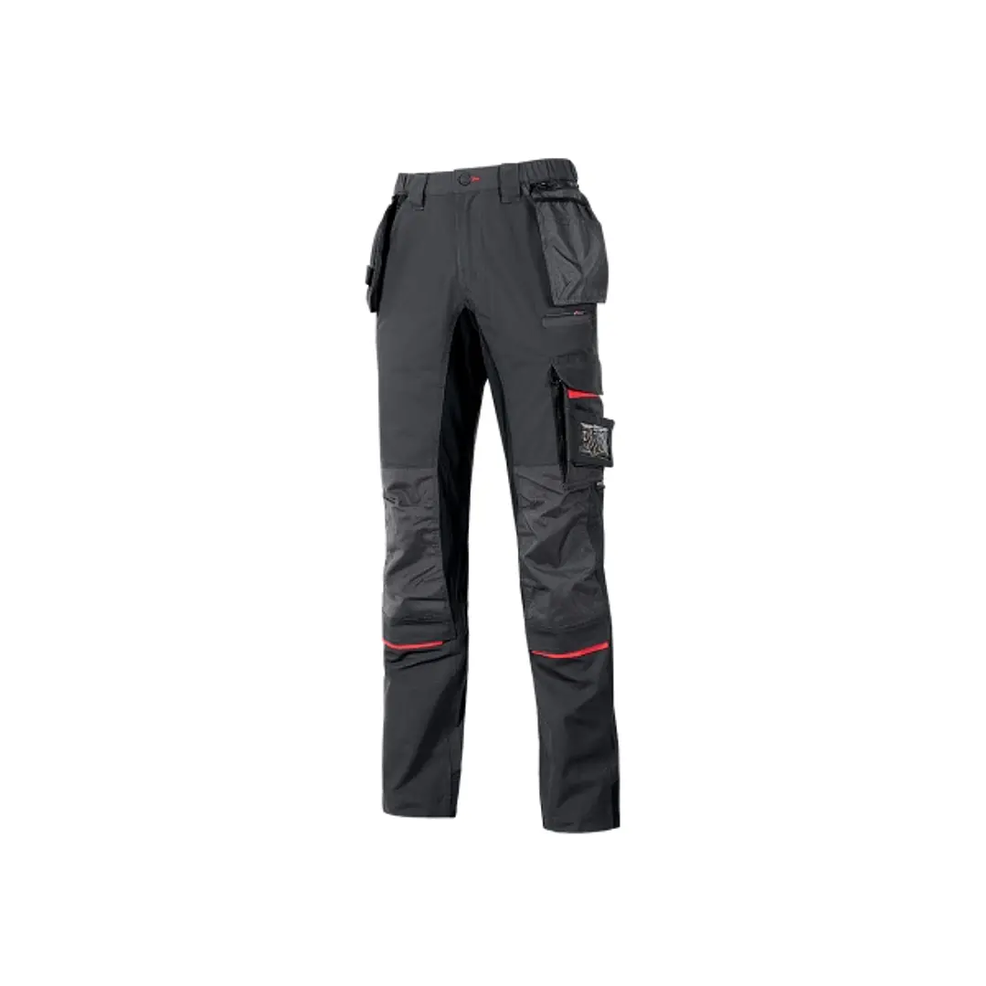 Upower Race Pantalon - Talla 58 - Refuerzos en Cordura, Detalles Reflectantes, Proteccion DPI1, Costuras Triples, Ajuste Ergonomico - Color Gris Meteo 1