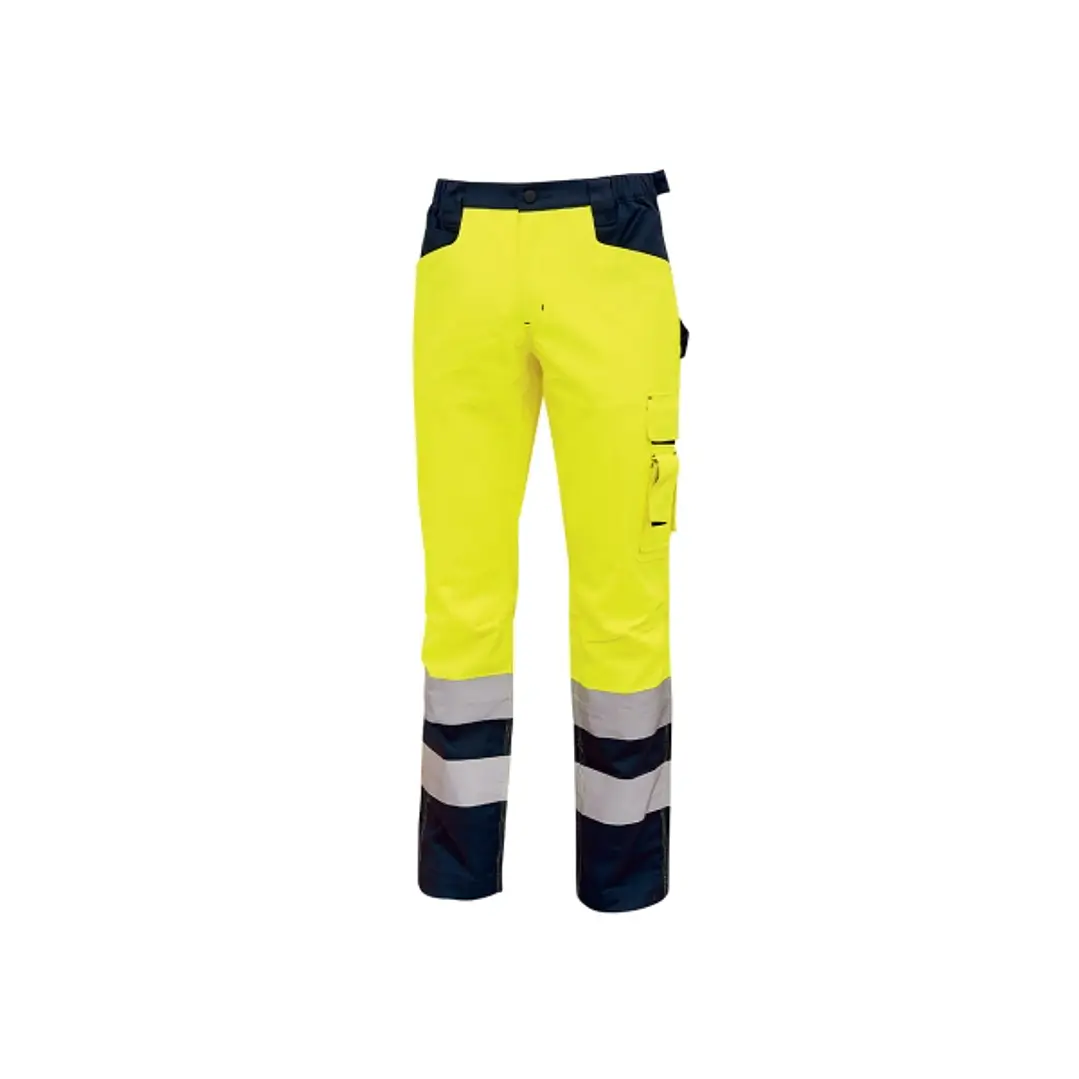 Upower Light Pantalon de Trabajo con Multiples Bolsillos - Talla 2XL - Eslinga para Martillo, Cintura Elastica, Rodillas Preformadas, Rayas Reflectant 1
