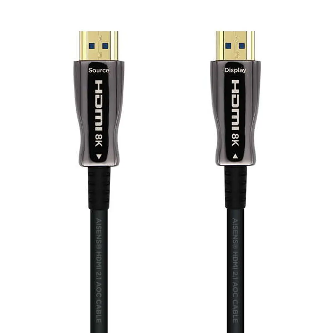 Aisens Cable HDMI V2.1 AOC (Active Optical Cable) Fibra Optica Ultra Alta Velocidad UHS 8K@60Hz 4K@120Hz 4:4:4 48Gbps - A/M-A/M - 30m - Color Negro 1